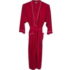 Vintage Christian Dior Velour Robe Size M/L Red Full Length Monogram Loungewear